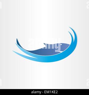 Hai im Ozean Symbol Design Fisch Hintergrund blau aggressiv Stock Vektor