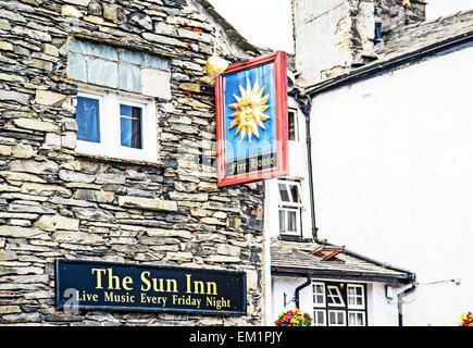 Lane in Hawkshead, Lake District, Cumbria Stockfoto