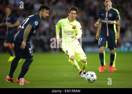 Paris, Frankreich. 15. April 2015. UEFA Champions League Fußball. Viertelfinale, Hinspiel zwischen PSG und Barcelona. Lionel Andrés Messi (Barca) Credit: Aktion Plus Sport/Alamy Live-Nachrichten Stockfoto