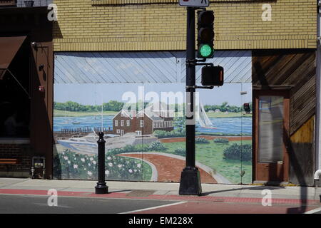 Red Bank, Middlesex County, New Jersey. Wandbild auf der Front Street. Stockfoto