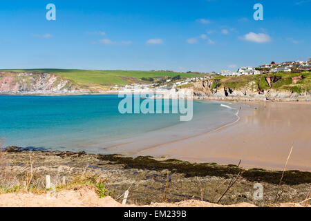 Blick Richtung Challaborough Bucht von Burgh Island, South Hams Devon England UK Europa Stockfoto