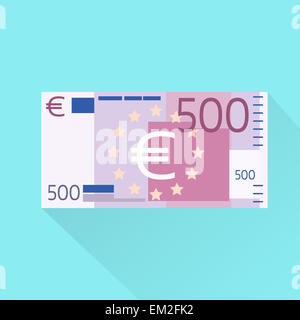 Euro-Banknote Flat-Design mit Schatten Stockfoto