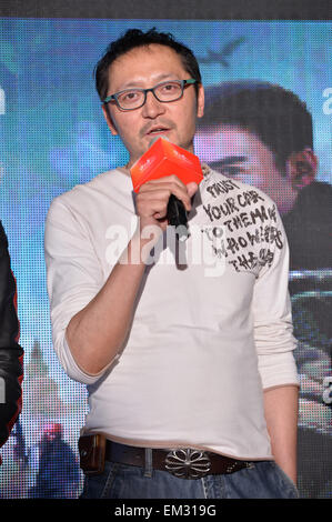 Peking, China. 16. April 2015. Schauspieler ein Zehao besucht eine Pressekonferenz des Films "Gun Transit" im Rahmen des 5. Beijing International Film Festival in Peking, Hauptstadt von China, 16. April 2015. © Li Xin/Xinhua/Alamy Live-Nachrichten Stockfoto