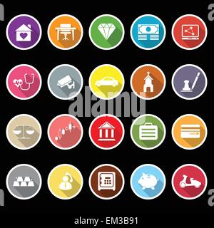 Versicherungen im Zusammenhang mit flachen Symbole mit langen Schatten, Lager Vektor Stock Vektor