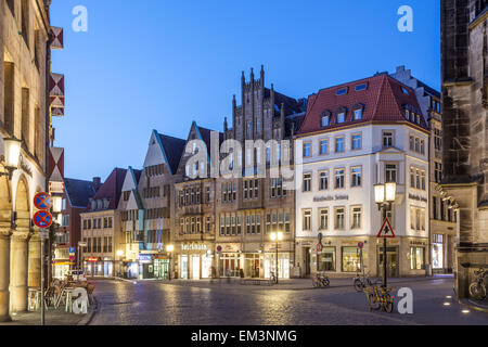 Giebelhäuser am Prinzipalmarkt in der alten Stadt Münster, Nordrhein-Westfalen, Deutschland Stockfoto