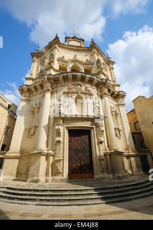 Kirche des Heiligen Matthäus (17. Jh.) in Lecce, eine historische Stadt in Apulien, Süditalien Stockfoto