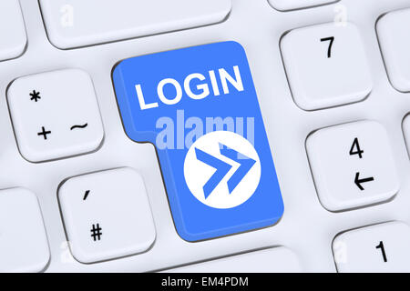 Login-Button legt mit Kennwort auf computer Stockfoto