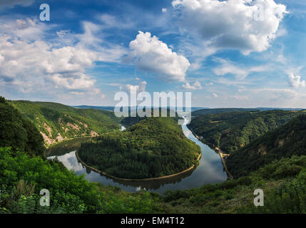 Saar-Schleife des Flusses Saar bei Mettlach Saarland Deutschland Europa Stockfoto