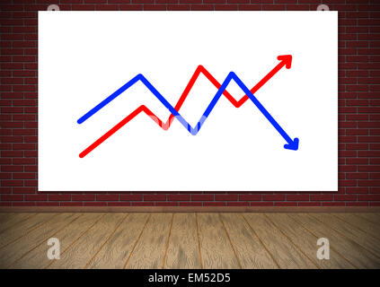Poster mit Diagramm roten Backsteinmauer hängen Stockfoto