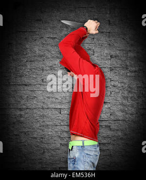 Mann mit Messer in der Hand, Nahaufnahme Stockfoto