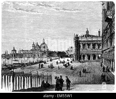 Piazzetta und die Kirche Santa Maria della Salute in Venedig Stockfoto