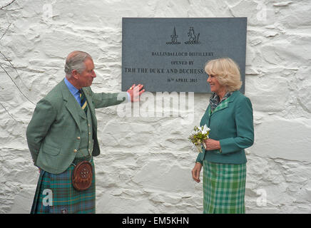 Speyside, UK. 16. April 2015. Herzog und Herzogin von Rothesay öffnen Ballindalloch Single Estate Brennerei in Speyside. Bildnachweis: David Gowans/Alamy Live-Nachrichten Stockfoto