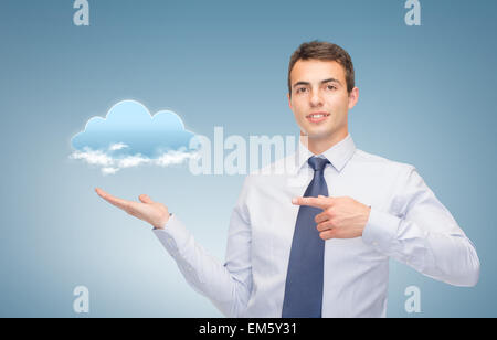 Menschen, die etwas auf seine Handfläche Stockfoto