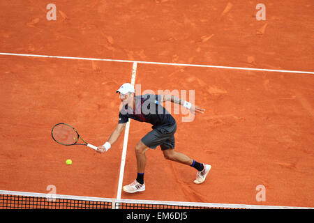 Monte Carlo, Monaco. 16. April 2015. Andreas Haider-Maurer in Aktion gegen Novak Djokovic. ATP Tennis Monte-Carlo Rolex Masters spielte bei der Monte-Carlo Country Club, Monaco. Bildnachweis: Action Plus Sport Bilder/Alamy Live News Stockfoto