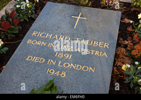 Richard Tauber, close-up der Grabstein, Brompton Cemetery in London Stockfoto