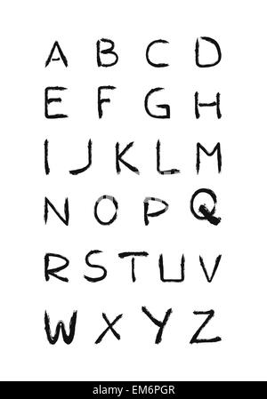 Handschriftliche Bürste gestreichelt Alphabet Symbole, Grunge Kalligraphie für Ihre designs Stock Vektor