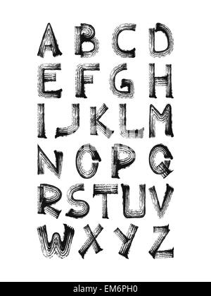 Mutige handgeschriebenen Bürste gestreichelt Alphabet Symbole, Grunge Kalligraphie für Ihre designs Stock Vektor