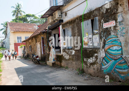 Eine Seitenstraße in Fort Kochi, Kerala Indien Stockfoto