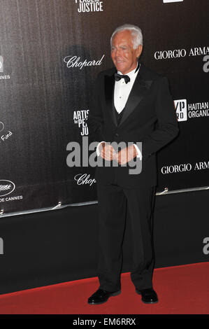 CANNES, Frankreich - 18. Mai 2012: Giorgio Armani auf der "Haiti Carnaval in Cannes" Party auf dem 65. Festival de Cannes. 18. Mai 2012 Cannes, Frankreich Stockfoto