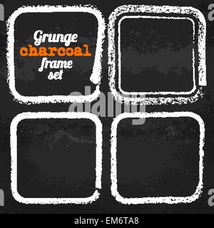 Satz von vier Grunge quadratische Kreide Frames Vektor Stock Vektor