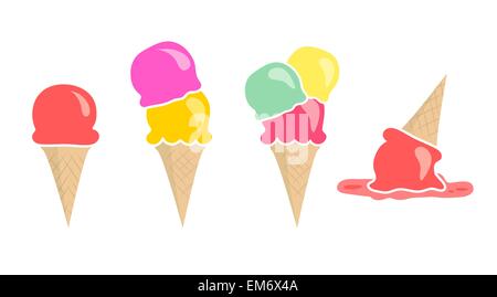 Satz von vier verschiedenen Größe Vektor Eis isoliert auf weiss Stock Vektor