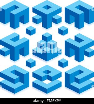 Blaue Vektor Würfel für Baugeschäft Stock Vektor