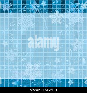 Winter-Abstraktion. Vektor-blauen Hintergrund. Blumen und Schneeflocken Stock Vektor