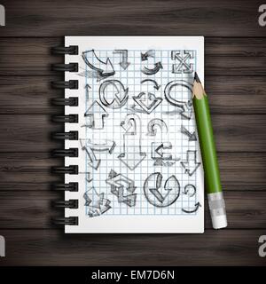 Reihe von Hand gezeichnet Doodle Pfeilen. Stock Vektor