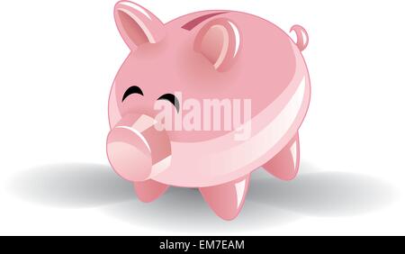 Rosa Sparschwein isoliert auf weißem Hintergrund Stock Vektor