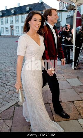 Fredensborg, Dänemark. 16. April 2015. Dänische Prinzessin Marie und Prinz Joachim während der Feierlichkeiten der HM Königin Margrethe 75. Geburtstag Abendessen im Fredensborg Palast Credit: Dpa picture-Alliance/Alamy Live News Stockfoto