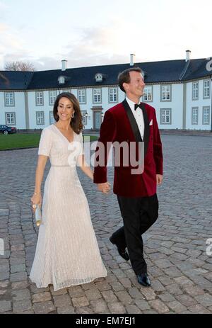 Fredensborg, Dänemark. 16. April 2015. Dänische Prinzessin Marie und Prinz Joachim während der Feierlichkeiten der HM Königin Margrethe 75. Geburtstag Abendessen im Fredensborg Palast Credit: Dpa picture-Alliance/Alamy Live News Stockfoto