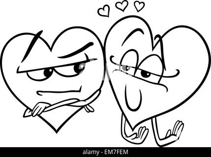 Herzen in Liebe Cartoon Malvorlagen Stock Vektor