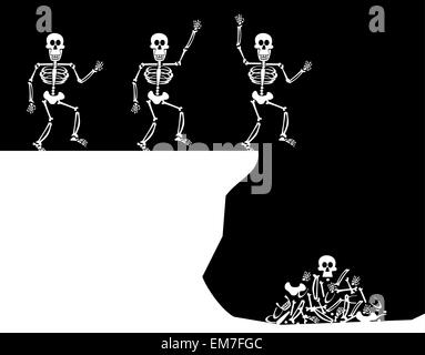 Halloween-Grüße. Skelett springen Stock Vektor