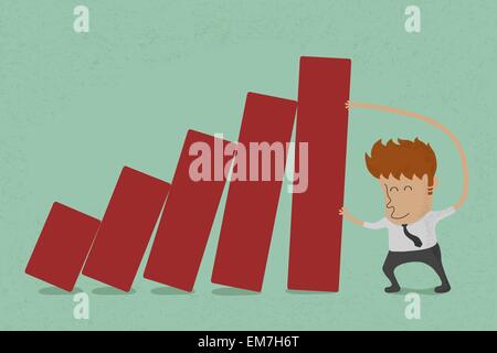 Business-Mann schob Balkendiagramm, eps10 Vektor-format Stock Vektor