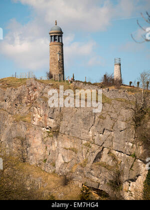 Crich Stand, in der Nähe von Matlock, Derbyshire, UK. Das Denkmal für das Sherwood Foresters Regiment. Genommen 04.05.2015 Stockfoto