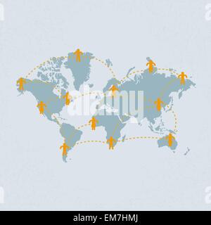 Soziale Medien Menschen Kommunikation auf der Weltkarte. EPS 10 vect Stock Vektor
