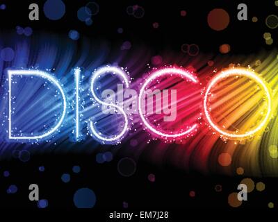 Disco abstrakte bunte Wellen auf schwarzem Hintergrund Stock Vektor