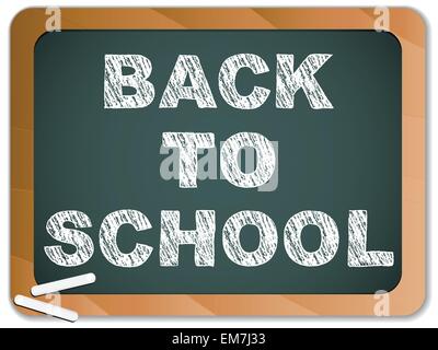 Tafel mit Back to School-Nachricht mit Kreide geschrieben Stock Vektor