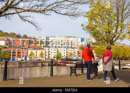 Die bunten Häuser von Hotwells in Bristol Stockfoto