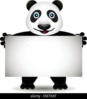 kleinen Cartoon Panda mit leere Zeichen Stock Vektor