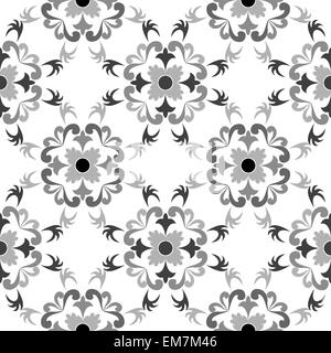 schwarzen und weißen nahtlosen Blumenmuster Stock Vektor