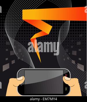 Hände halten ein smart phone Stock Vektor