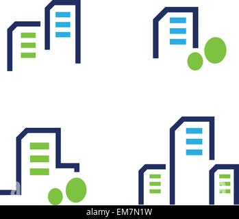 Immobilien Wohnung Symbole Satz isoliert auf weiss Stock Vektor