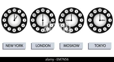 Zeitzonen Uhren Stock Vektor