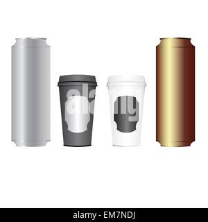 Bierdosen und Kaffeetassen Stock Vektor