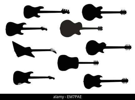 Rock-Gitarre-Silhouetten Stock Vektor