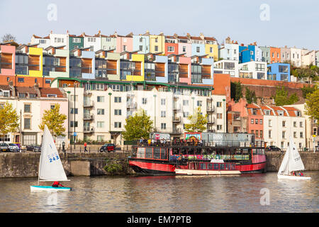 Die bunten Häuser von Hotwells in Bristol Stockfoto