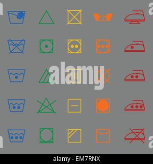 Stoff Pflege Zeichen und Symbol Farbsymbole, Lager Vektor Stock Vektor