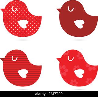 Vögel Vektor Satz isoliert auf weiss (rot) Stock Vektor