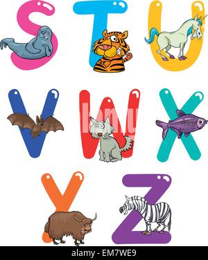 Cartoon-Alphabet mit Tieren Stock Vektor